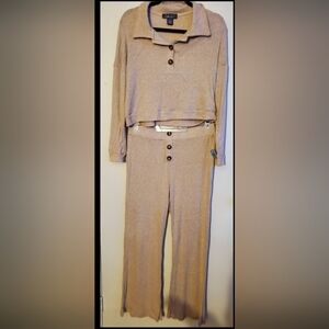 Cozy Beige Button-Front Joggers